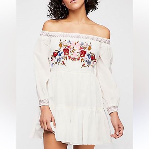 Free People Positano Off-the-Shoulder Embroidered Dress – Size XS - Picture 7 of 8